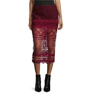 Self-Portrait Cutwork Lace Pencil Skirt
